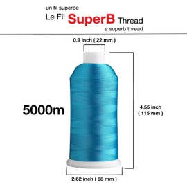 Super B Polyester Embroidery Thread, 40wt Large Spool 5000m, Embroidery Thread for Commercial & Domestic Machine, 175 Popular Colors Machine Embroidery Thread, 100% Polyester Thread - Dodger Blue 445
