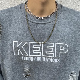 Stocking Stuffers Gifts for Women Silver Layered Necklace Trendy 2 Layered Necklace for Men Silver Chain Necklace Stainless Steel Chain Necklace Valentines Day Gift for Boys-Gold and Silver Color