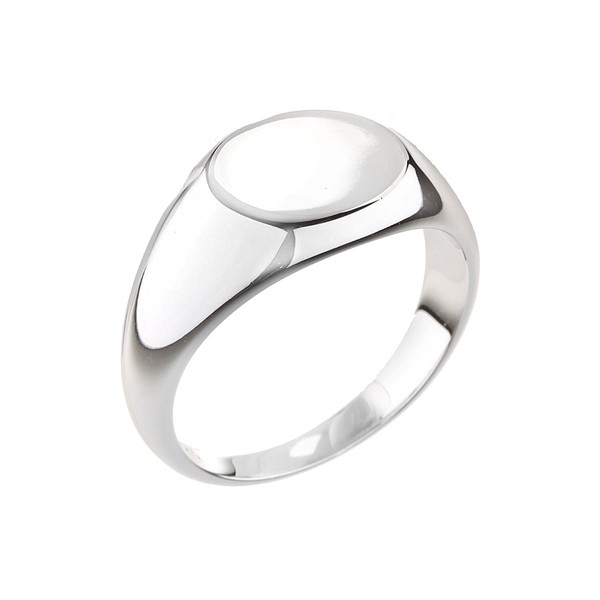 Sterling Silver Round Engravable Men's Signet Ring Size 6