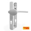 TSS White UPVC Door Handle Pair Set, Lever Moveable Pad