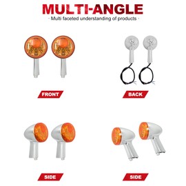 Tesoromotor Motorcycle Rear LED Turn Signals Light Bullet Brake Indicator Lamp Fit For Harley Sportster XL 883 XL 1200 1992–2022 (Chrome Body Amber Lens Light)