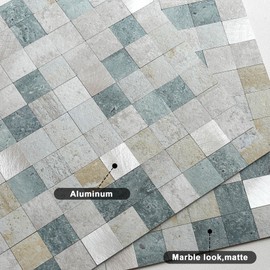 VAOVI Peel and Stick Self-Adhesive Marble Mosaic Wall Tile Backsplash for Kitchen Bathroom Shower(Blue Grey 10 Sheets)