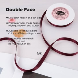 VATIN 22mm Double Faced Polyester Satin Ribbon Wine - 23 Metre/Spool, Perfect for Wedding Decor, Wreath, Baby Shower,Gift Package Wrapping and Other Projects