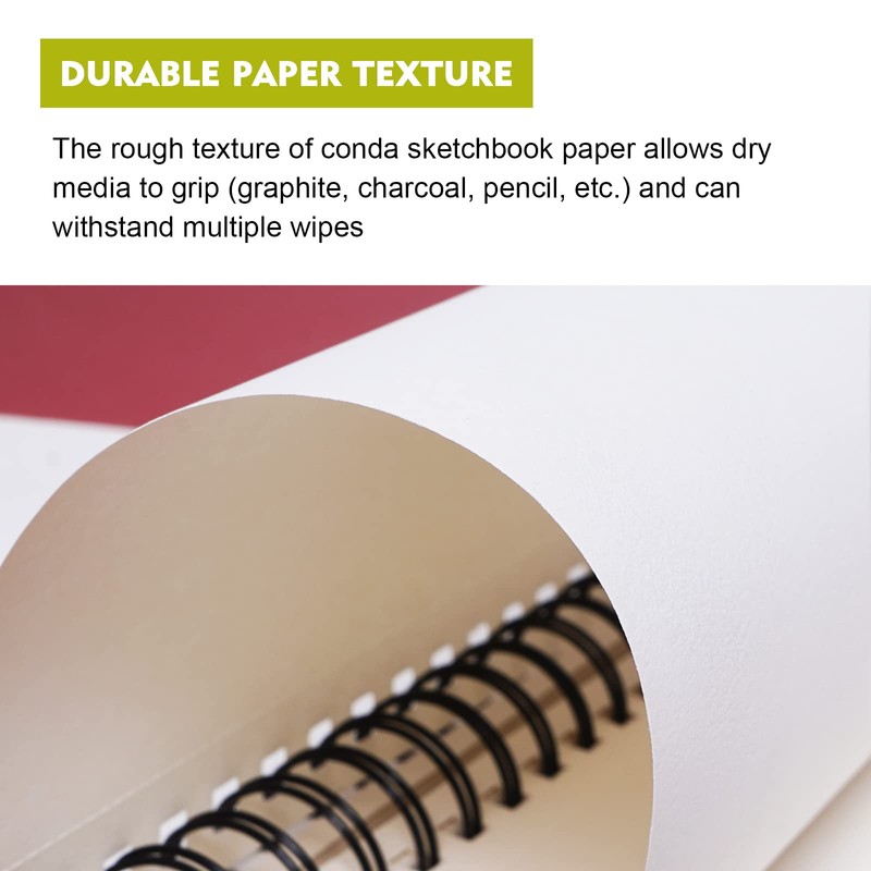 CONDA 8.5"x11" Double-Sided Hardbound Sketchbook, 80 Sheets Hardcover Sketchbook, Spiral