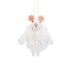 Gisela Graham Wool Mouse with White Coat 13x10x4cm Hanging Tree