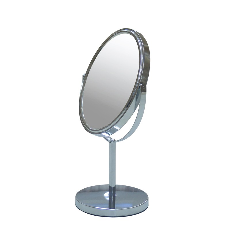 Indecor Home Free Standing Double Sided Metal Mirror, Oval, Chrome