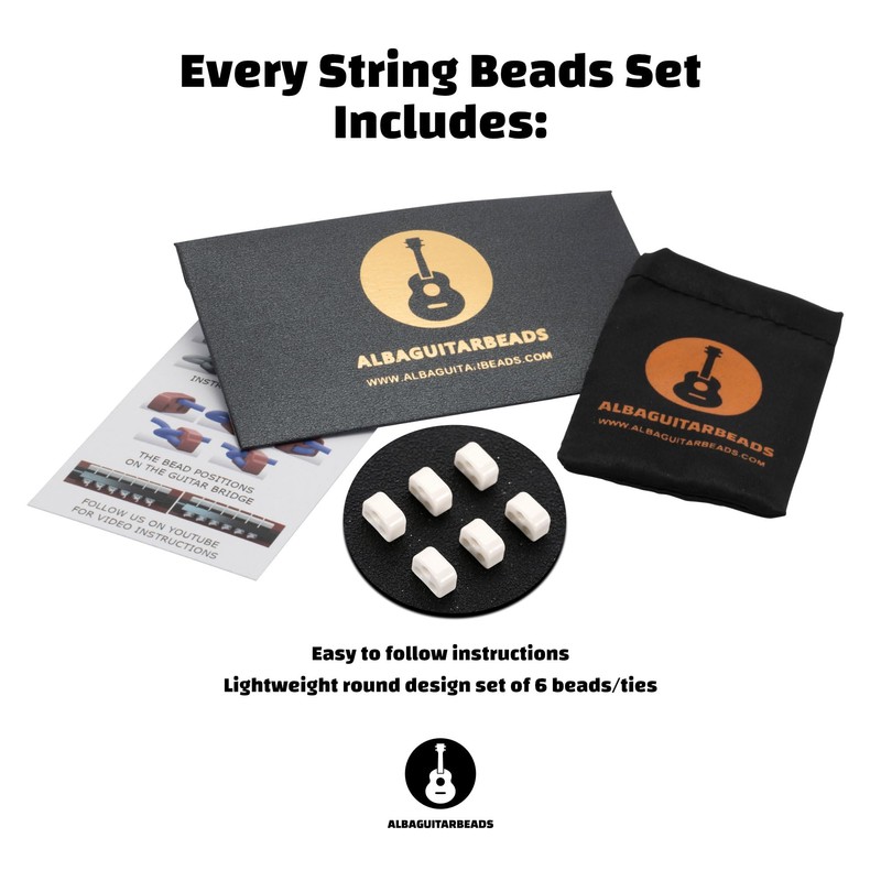 Classical Flamenco Acoustic Guitar Beads in shiny white for Nylon