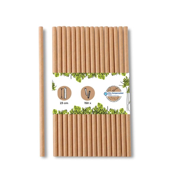 BIOZOYG Jumbo Paper Drinking Straws, 23 cm Straw, 8 mm