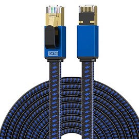 Cable Ethernet Cat 8 de 30 pies, cable de Internet de alta velocidad, cable de red trenzado de nailon conectores RJ45, cable LAN plano blindado SSTP de 26 AWG, cables Ethernet Cat8 para computadora portátil, módem, router, interruptor