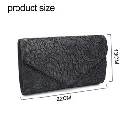 GVSAVY 1PCS Lace Envelope Clutch for Women, Satin Clutch, Floral Lace Tote, Lace Envelope Shoulder Bag, Evening Clutch for Wedding, Party, Prom