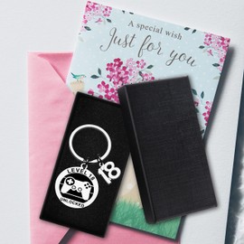 Shoppawhile 18th Birthday Gifts for Boys Keepsake 18th Birthday Presents for Girls Daughter Son 18th Birthday Keyring Gamer Gifts for Boys 18 Year Old Keyring
