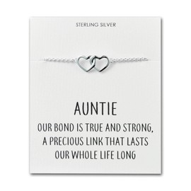 Philip Jones Sterling Silver Auntie Quote Heart Link Bracelet