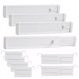 Set of 4 Drawer Dividers, Plastic Drawer Dividers, Adjustable, for Inner Length 33-58.5 cm, Height 6.4 cm, Adjustable Organiser Organiser System for Wardrobe, Bedroom, Chest of Drawers, Kitchen