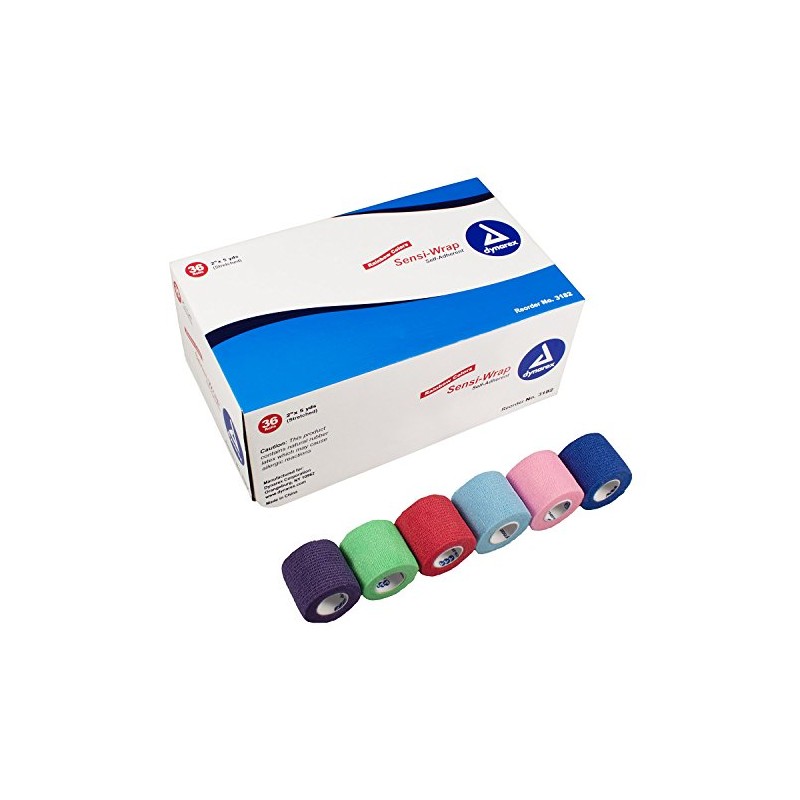 Dynarex Sensi Wrap, Self-Adherent Rainbow, 36 Count