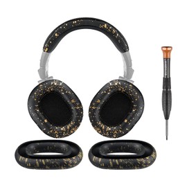 SOULWIT Ear Pads Cushions + Headband + Silicone Earpads Cover Protector, Replacement Kit for ATH M50, M50X, M50XWH, M50XBT, M50XBT2, M50S/LE Headphones, Replacement Repair Part (Black Gold)