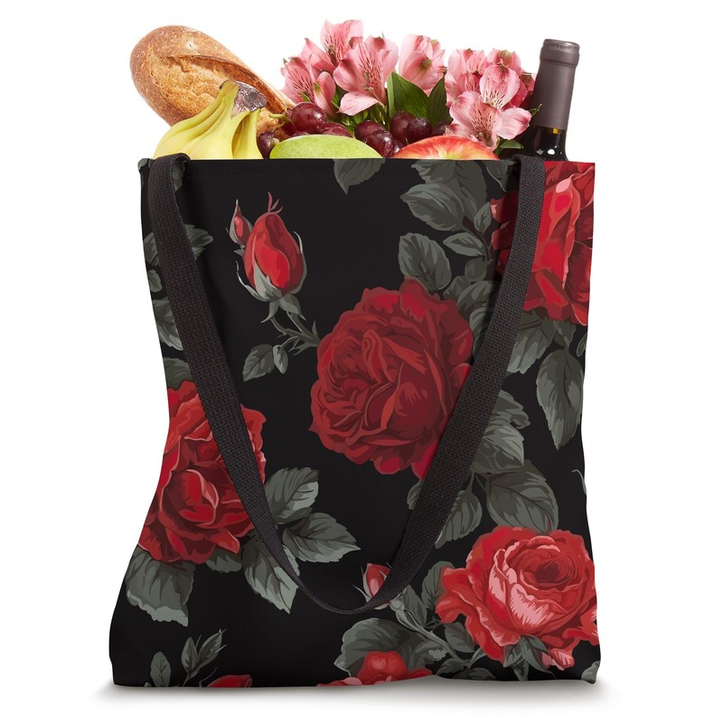 Red Roses, Vintage Flower Art Tote Bag