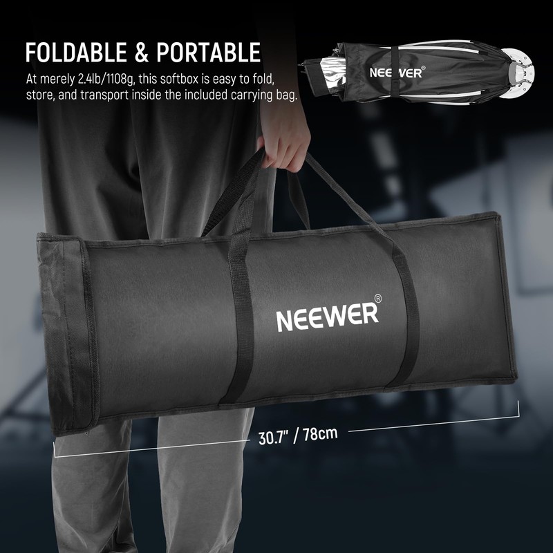 NEEWER 35.4'' Octagonal Softbox, Quick Release Parabolic Soft Box with