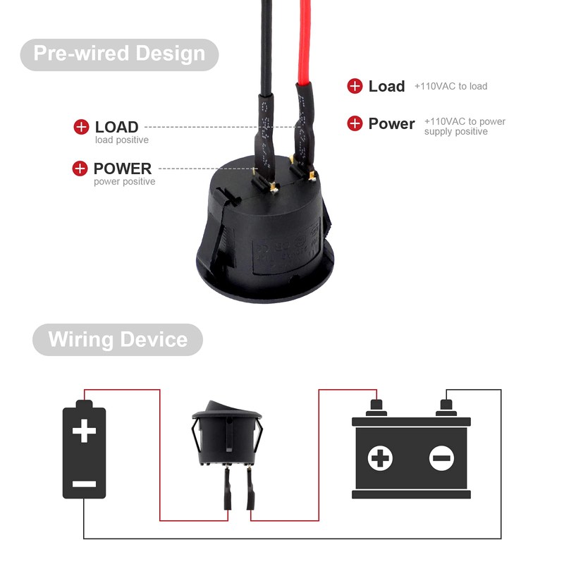 Round Rocker Switch, 6 Pcs Mini Rocker Switch, 12 Volt
