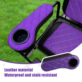 NOKINS Golf Cart Diamond Flip Armrest with Cup Holder, No Drilling Required, Golf Cart Folding Hinged Armrest, Inward Mount, for Club Car EzGo Yamaha Back Seat Kit (Purple&Black)