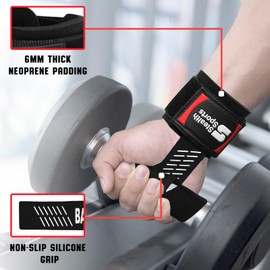 Stealth Sports Weight Lifting Straps with Wrist Support – Non Slip Gym Wrist Straps Wraps – 6MM Neoprene Padded Power Strap - Weightlifting Fitness Bodybuilding Workout –Deadlift Straps