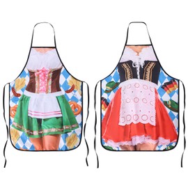 RRBXIA 2 Pcs Oktoberfest Mardi Gras Apron Couples Cooking Aprons German Party Costume for Baking BBQ Chef Kitchen Gifts (DelicateStyle)