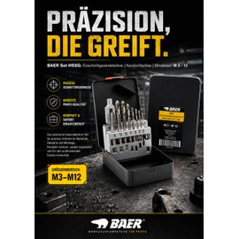 BAER Thread Cutter Set M3-M12 HSS-G | 15 Pieces for Internal and External Thread