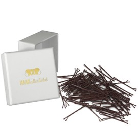 HAARallerliebst Hair Clips (Pack of 100 | Brown | 5 cm) with Box for Storage