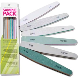 Set Profesional de 6 Limas para Uñas Naturales o Acrílicas, Producto Mejorado, Lavables, Reutilizables, Grit Edge 150/180/240, Flex 100/180, 220/280, Shiner 1000/4000, Lima para Manicure y Pedicure