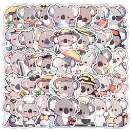 Koala Stickers 54 Pcs Vinyl Cute Animals Sticker for Laptop Water Bottle Skateboard Luggage Computer Car Bike Scrapbook Bumper Guitar,Waterproof Funny Cartoon Decals for Adults Teens
