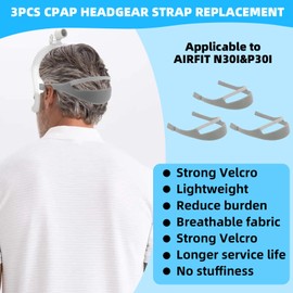 3 Pack Headgear Replacement Compatible with Airfit N30i/P30i, Adjustable CPAP Headgear, CPAP Mask Strap for N30i and P30i CPAP Nasal Mask Replace Part, CPAP Accessories Supplies