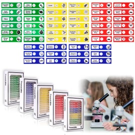 Vegena Pack of 60 Microscope Slides Microscope Preparations Children with Insects Animals Flowers Plants Biological Samples Made of Plastic Microscopes Accessories for Students Enlightening Education