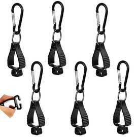 Glove Clips,Granmagazz 6 Pcs Non Slip Glove Grabber Clip, Work Gloves Safety Clip Glove Hanging Buckle Accessories Carabiner Clips for Work Gloves DIY Store Garden Work, Black