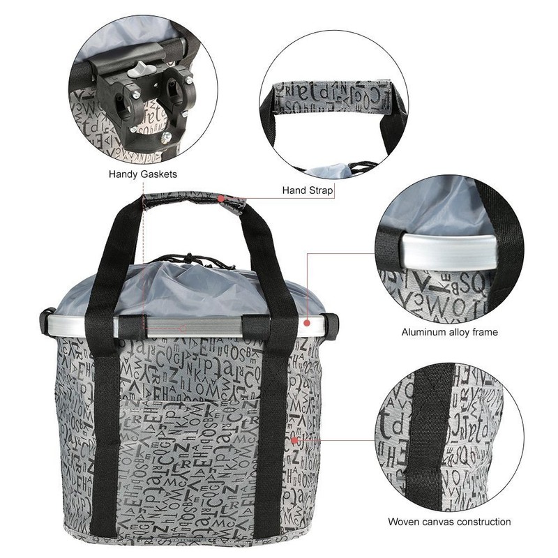 Redlution Bicycle Aluminum Alloy Frame Basket, Silver - Handlebar Mount,