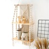 IGTOPS Wooden Wall Shelf with Boho Macrame Decorative Floating Shelf,