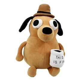 Jextech Peluche Perrito Meme Café This Is Fine Esto Esta Bien 25cm