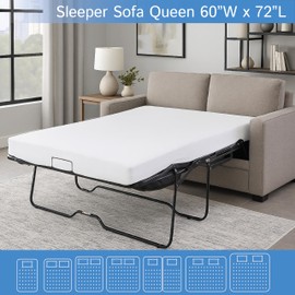 Sleeper Sofa Queen Mattress Protector 60" Wx72 Lx5 D - Waterproof Zippered Encasement Premium Quality Bed Cover Protects Against Dust, Allergens White