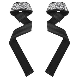 Funny Skull - Muñequeras de levantamiento de pesas en blanco y negro de 26 pulgadas, antideslizantes, resistentes correas de entrenamiento para levantamiento de pesas, culturismo, entrenamiento de