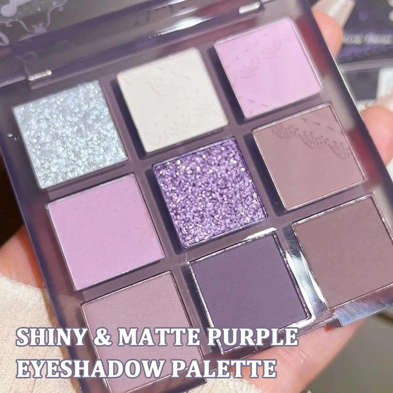 Dreamy Purple Eyeshadow Palette for Women -Matte & Glitter Shades,
