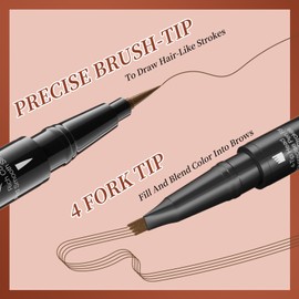 Eyebrow Pencil, Waterproof 2-in-1 Microblading Pen with Dual Ends, Long-Lasting Smudge-proof Eyebrow Pencil with Eyebrow Brush, Creates Natural Eyebrow Color (Grey)