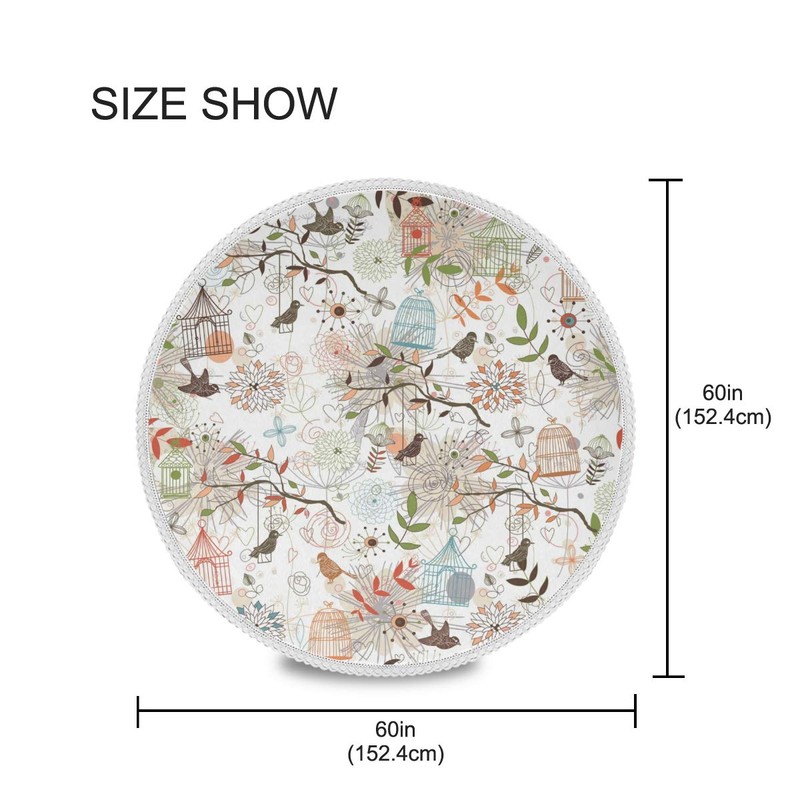 JUMBEAR Round Tablecloth Polyester Circular Table Cloth Beautiful Water Resistant