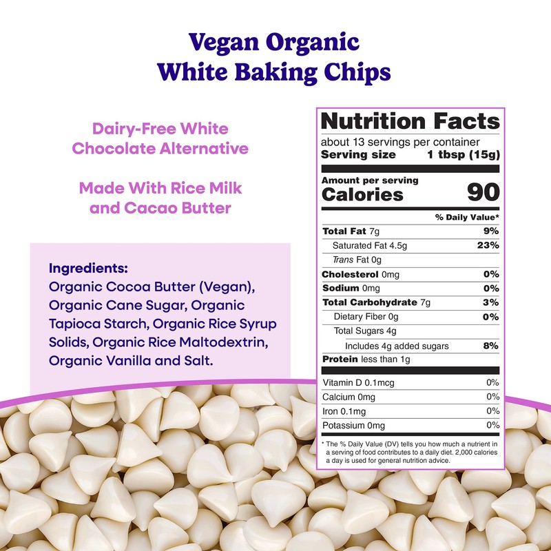 Pascha, Organic White Rice Chocolate Baking Chips, 7.1 Ounce