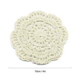 kilofly Small Crochet Cotton Lace Coasters Doilies Pack Set, 4pc, Beige, Round, 4 inch