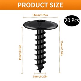 20 Pcs Black Self Tapping Screws M5,Small Screws,Self Tapping For Plastic, Metal, Wood,M5,for DIY Repairs(Black)