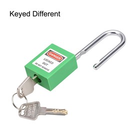 sourcing map Lockout Tagout Safety Padlock 1-1/2-Inch Steel Shackle Keyed Different Light Green