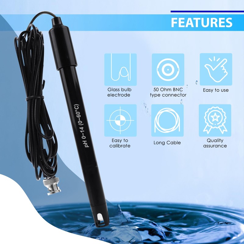 pH Electrode with Replaceable Probe - 300 cm Cable, 0-14