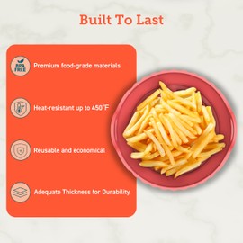 COSORI Air Fryer Silicone Liners for 3-5 Qt, Foldable 7.6 Inch Reusable Basket, Certified Food Grade Accessories, Resistant up to 450°F​, Thickened & Durable, Non-stick Dishwasher Safe, Gloves, 2 Pcs