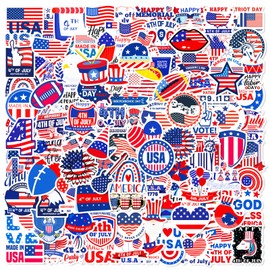 50pcs 4th of July Sticker Patriotic Stickers Laptop Water Bottle Decoration Independence Day Stickers for Kids, Cute Vinyl Independence Day Stickers Bulk for Water Bottle (B)