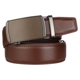 Lavemi Men's Real Leather Ratchet Dress Casual Belt, Cut to Exact Fit,Elegant Gift Box(55-44525 Brown Leather)