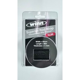 Winn Grips Fishing 66" Rod Overwrap Tape, Slim Durable Non-Slip Polymer-Black
