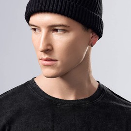 Immobird 925 Silver Hoop Earrings, Unisex Earrings, Men’s and Women’s Hoop Earrings, Diameter 15 mm, Small Sleeping Hoop Earrings, Sterling Silver, Cubic Zirconia